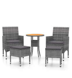 Salon de jardin 5 pcs Résine tressée Gris