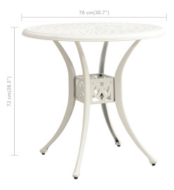 Table de jardin Blanc 78x78x72 cm Aluminium coulé