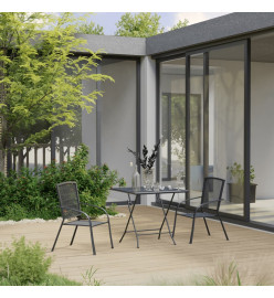 Ensemble de salle à manger de jardin 3 pcs Acier Anthracite