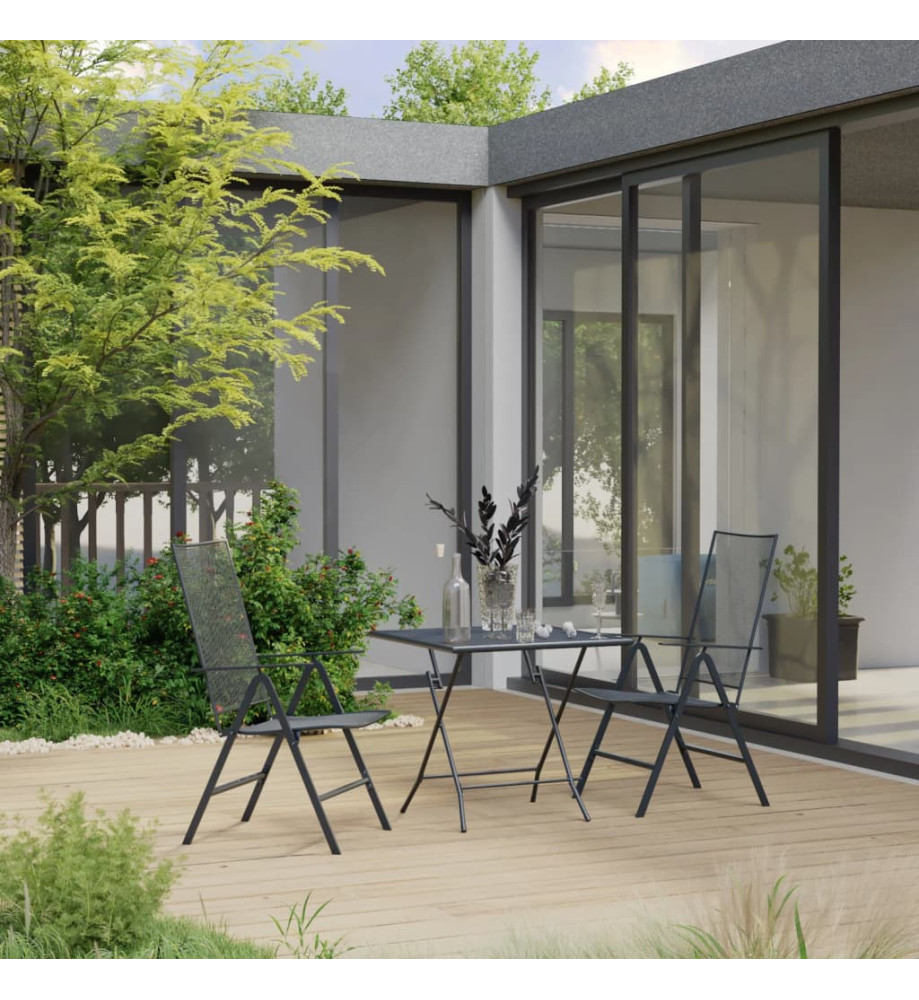 Ensemble de salle à manger de jardin 3 pcs Acier Anthracite Ensemble de salle à manger de jardin 3 pcs Acier Anthracite