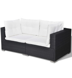 Salon de jardin 5 pcs avec coussins résine tressée noir