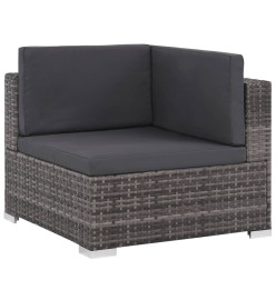 Salon de jardin 6 pcs avec coussins résine tressée gris