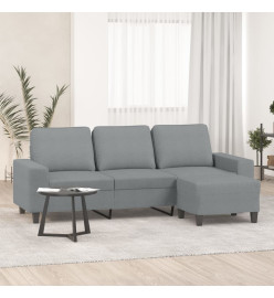 Canapé à 3 places avec repose-pieds Gris clair 180 cm Tissu