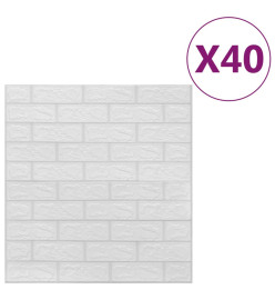 Papier peint 3D autoadhésif Briques 40 pcs Blanc