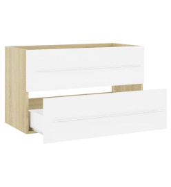 Ensemble de meubles de bain 2 pcs Blanc/chêne sonoma Aggloméré