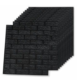 Papier peint 3D autoadhésif Briques 20 pcs Noir