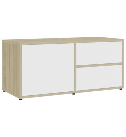 Meuble TV Blanc et chêne sonoma 80x34x36 cm Aggloméré