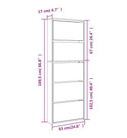 Armoire à chaussures miroir 5 niveaux gris béton 63x17x169,5 cm