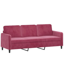 Canapé à 3 places et repose-pieds Rouge bordeaux 180 cm Velours