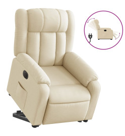 Fauteuil inclinable électrique crème tissu