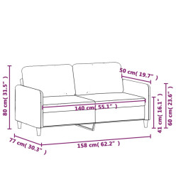 Canapé à 2 places Jaune 140 cm Velours