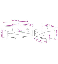 Ensemble de canapés 2 pcs avec coussins jaune velours