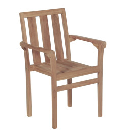 Chaises de jardin empilables avec coussins 8 pcs Teck solide