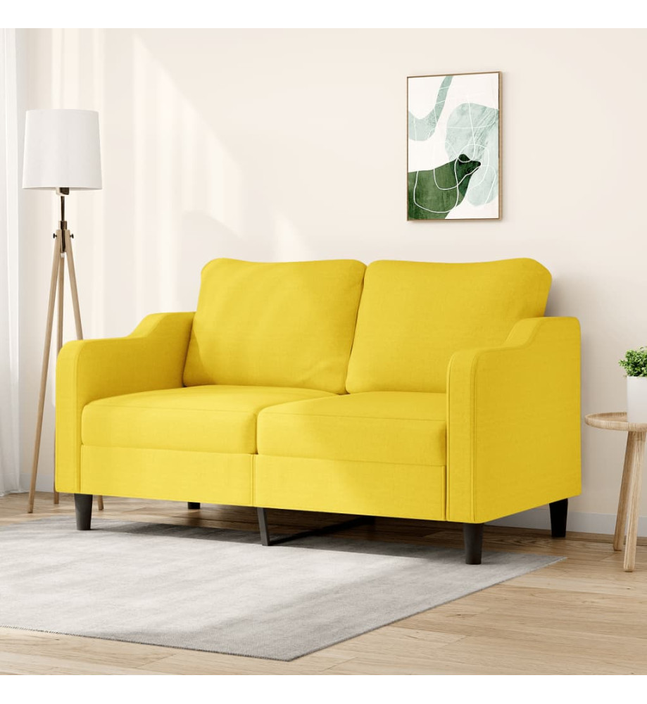 Canapé à 2 places Jaune clair 140 cm Tissu