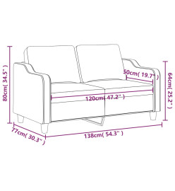 Canapé à 2 places Crème 120 cm Tissu