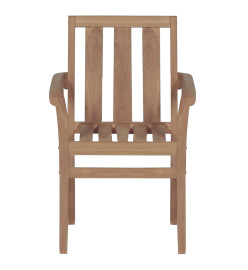 Chaises de jardin empilables avec coussins 8 pcs Teck solide