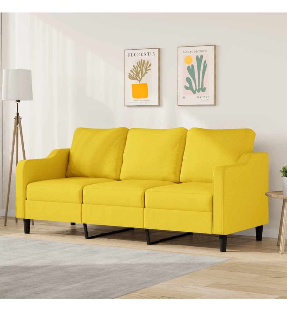 Canapé à 3 places Jaune clair 180 cm Tissu