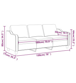 Canapé à 3 places Jaune clair 180 cm Tissu