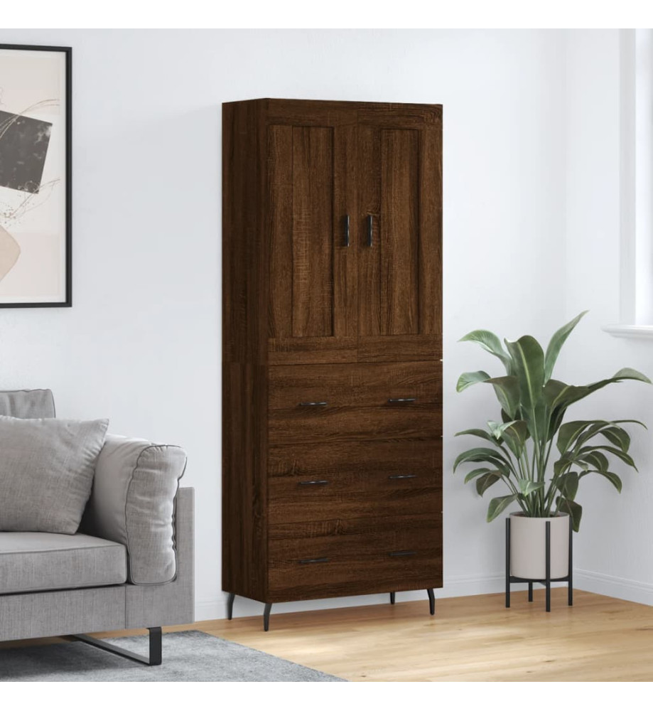 Buffet haut Chêne marron 69,5x34x180 cm Bois d'ingénierie Buffet haut Chêne marron 69,5x34x180 cm Bois d'ingénierie