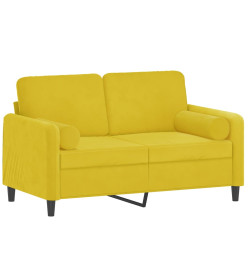 Canapé 2 places avec oreillers décoratifs jaune 120 cm velours