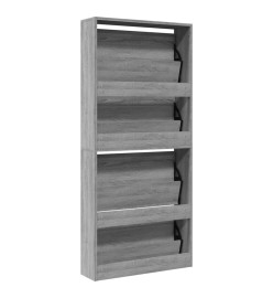 Armoire à chaussures miroir 4 niveaux sonoma gris 63x17x134 cm