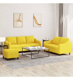 Ensemble de canapés 3 pcs avec coussins Jaune clair Tissu