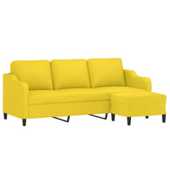 Canapé à 3 places avec repose-pieds Jaune clair 180 cm Tissu