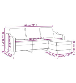 Canapé à 3 places avec repose-pieds Jaune clair 180 cm Tissu