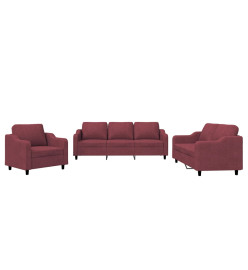 Ensemble de canapés 3 pcs avec coussins Rouge bordeaux Tissu