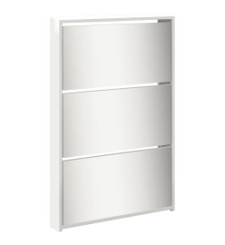 Armoire chaussures miroir 5niveaux blanc brillant 63x17x169,5cm