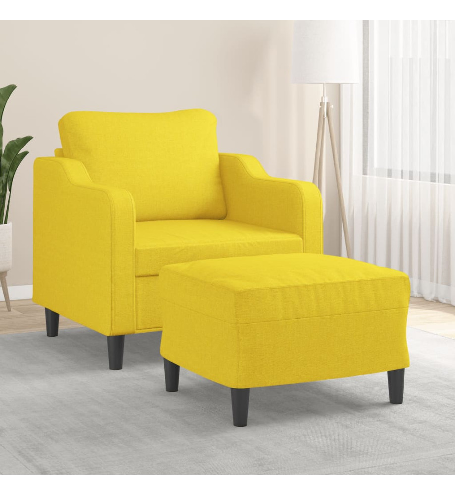 Fauteuil avec repose-pied Jaune clair 60 cm Tissu