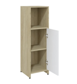 Armoire de bain Blanc et chêne sonoma 30x30x95 cm Aggloméré