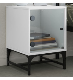 Tables de chevet avec portes en verre 2 pcs blanc 35x37x50 cm