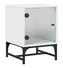 Tables de chevet avec portes en verre 2 pcs blanc 35x37x50 cm