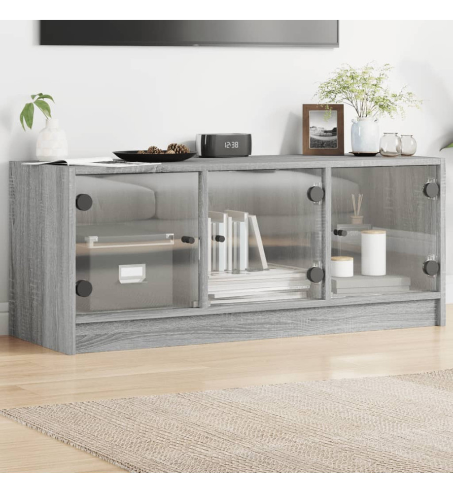 Meuble TV avec portes en verre sonoma gris 102x37x42 cm