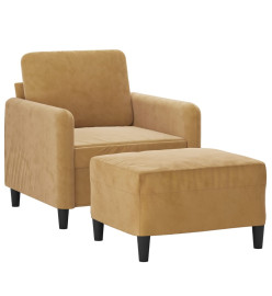 Fauteuil avec repose-pied Marron 60 cm Velours