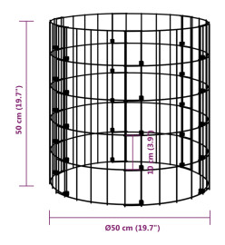 Poteau à gabion circulaire Acier galvanisé Ø50x50 cm