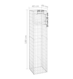 Poteau à panier de gabion 40x40x180 cm Fer