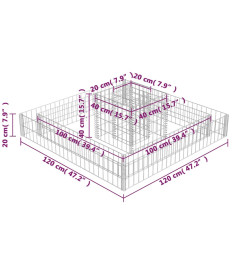 Jardinière en gabion Acier galvanisé 120x120x20 cm