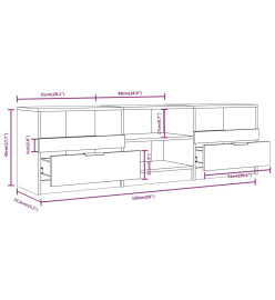 Meuble TV Blanc et chêne sonoma 150x33,5x45cm Bois d'ingénierie