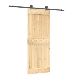 Porte coulissante et kit de quincaillerie 80x210 cm pin massif