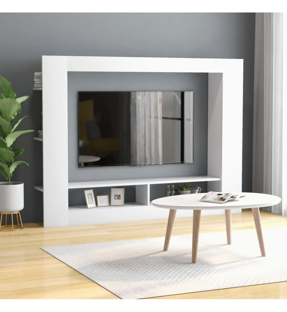 Meuble TV Blanc 152x22x113 cm Bois d'ingénierie