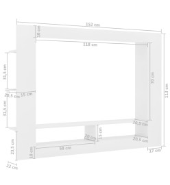 Meuble TV Blanc 152x22x113 cm Bois d'ingénierie