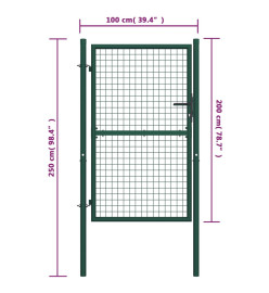 Portail de clôture Acier 100x200 cm Vert