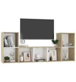 Ensemble de meubles TV 3 pcs Blanc et chêne sonoma Aggloméré