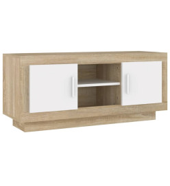 Meuble TV Blanc et chêne sonoma 102x35x45 cm Bois d'ingénierie