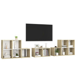 Ensemble de meubles TV 8 pcs Blanc et chêne sonoma Aggloméré