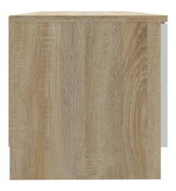 Meuble TV Blanc et chêne sonoma 80x35x36,5 cm Bois d'ingénierie