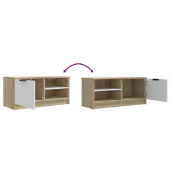 Meuble TV Blanc et chêne sonoma 80x35x36,5 cm Bois d'ingénierie