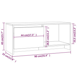 Meuble TV Chêne marron 90x35x40 cm Aggloméré